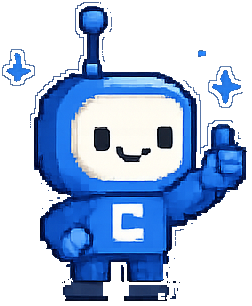 Closora's blue robot mascot smiling and pointing upward