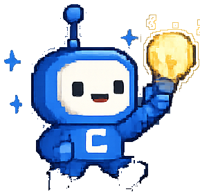 Closora mascot holding up a glowing idea lightbulb